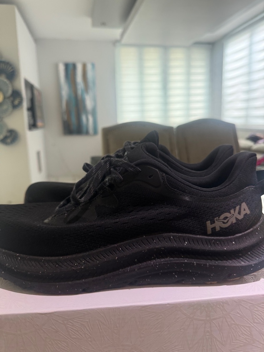 Hoka Men's Black Athletic Running Shoes with Speckled Midsole